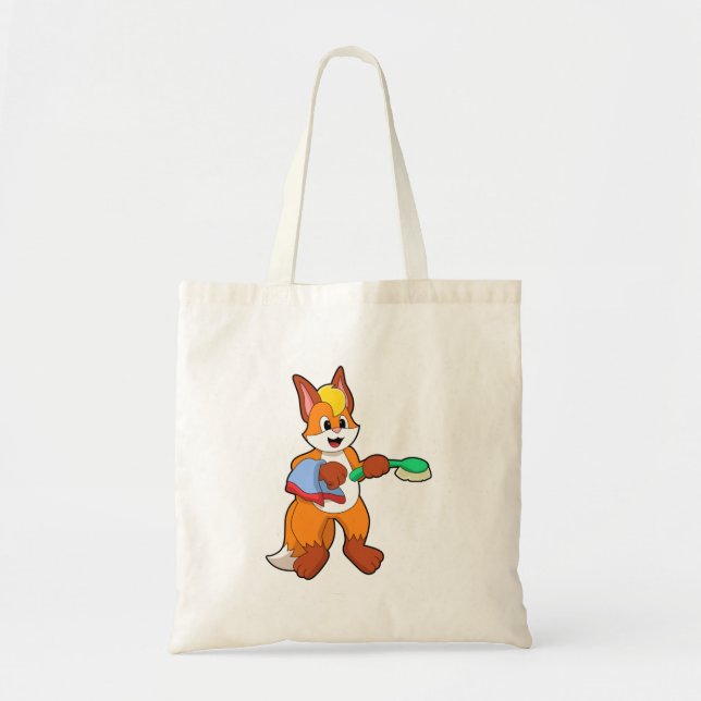 Fox with Towel & Brush Tote Bag (Front)