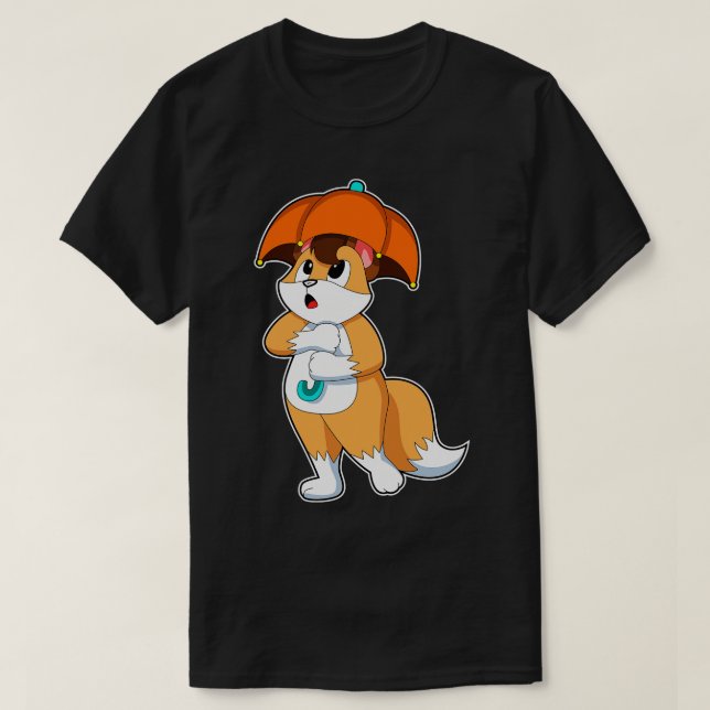 Fox with Umbrella 1 T-Shirt (Design Front)