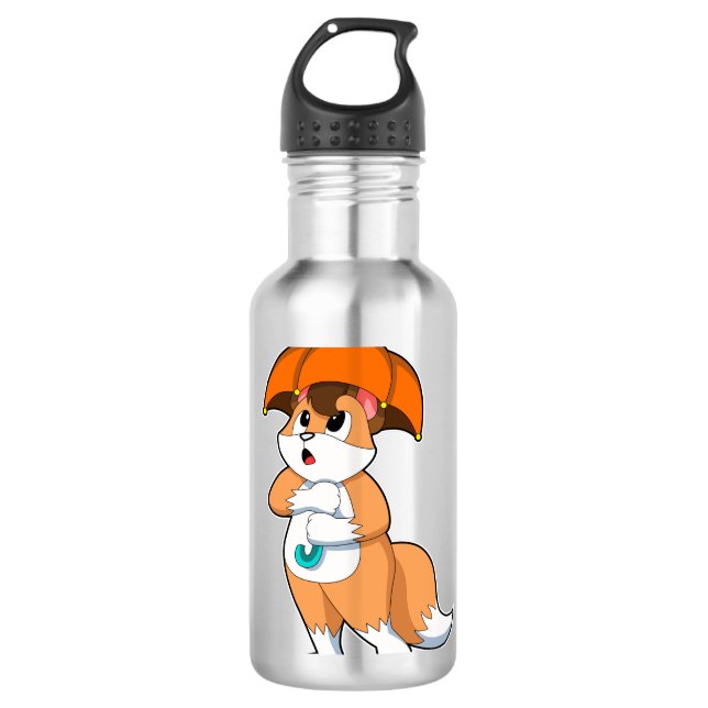 Fox with Umbrella 710 Ml Water Bottle (Front)