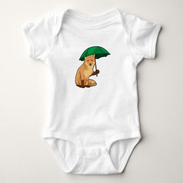Fox with Umbrella Baby Bodysuit (Front)