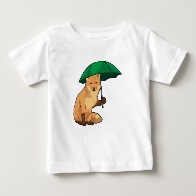 Fox with Umbrella Baby T-Shirt (Front)