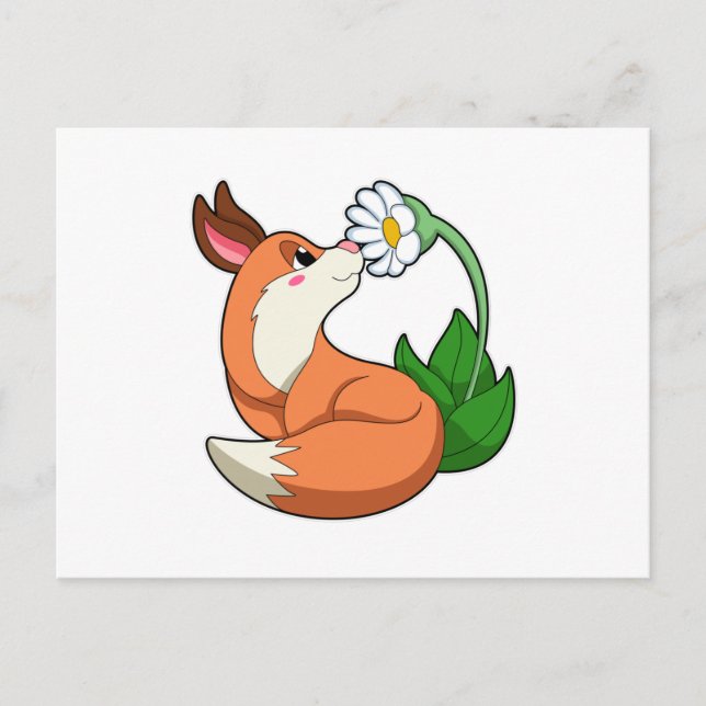 Fox with white Flower Postcard (Front)