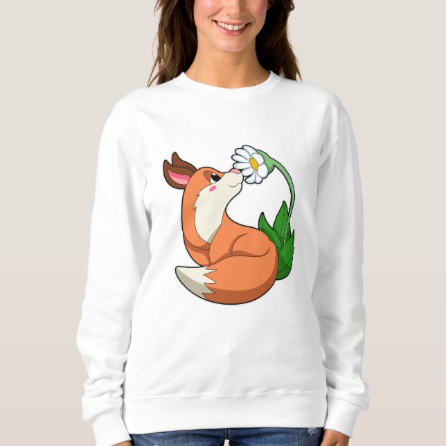 Fox with white Flower Sweatshirt (Front)