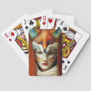 Fox Woman Surreal Fantasy Art Playing Cards