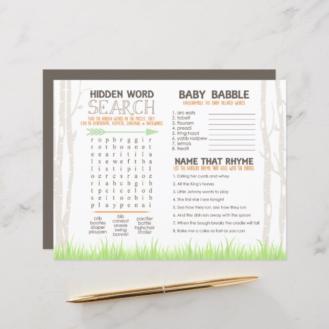 Fox Woodland Baby Shower Placemat Activity Sheet (Front/Back In Situ)