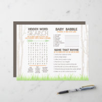 Fox Woodland Baby Shower Placemat Activity Sheet