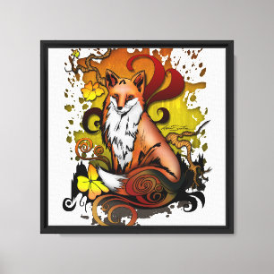 Fox Woodland Canvas Wall Art in Cosy Autumn