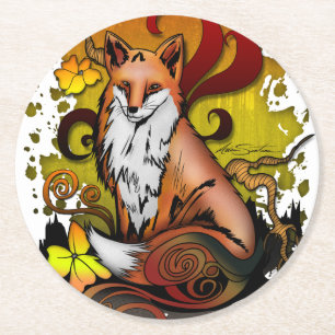 Fox Woodland Coaster Set in Cosy Autumn Aesthetic