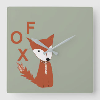 Fox Woodland Creature Square Wall Clock