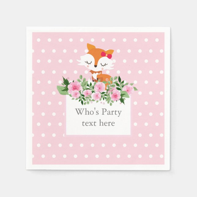 fox, woodland, cute napkin (Front)