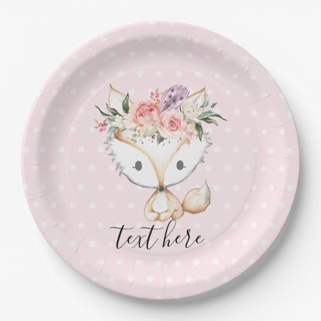 fox woodland, cute paper plate (Front)