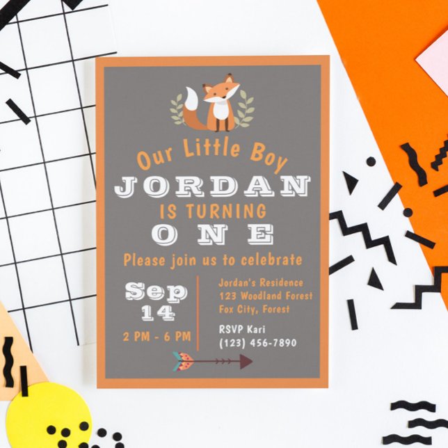 Fox Woodland Forest Critters Boho Kids Birthday Invitation (Creator Uploaded)