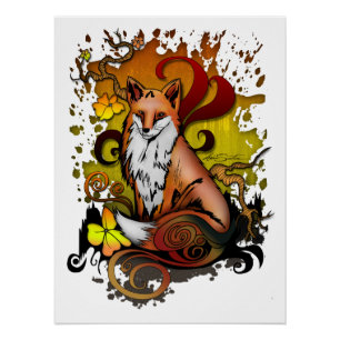 Fox Woodland Poster Print in Cosy Autumn Aesthetic