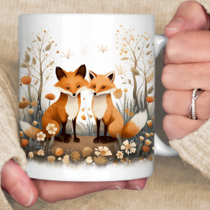 Fox Woodland Scene 2 Foxes  Coffee Mug