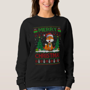 Fox Xmas Tree Lights Ugly Santa Fox Christmas Sweatshirt