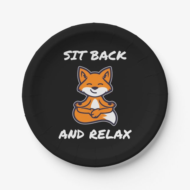Fox Yoga Sit Back And Relax Paper Plate (Front)