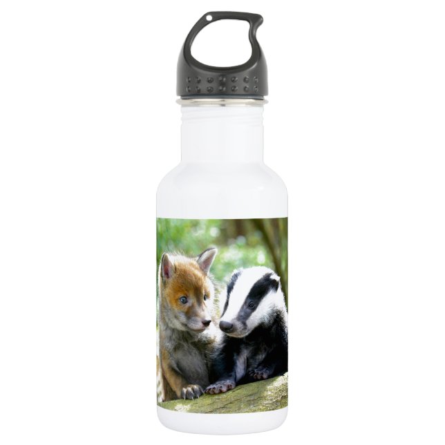 Foxcub & Badger Cute! 532 Ml Water Bottle (Front)