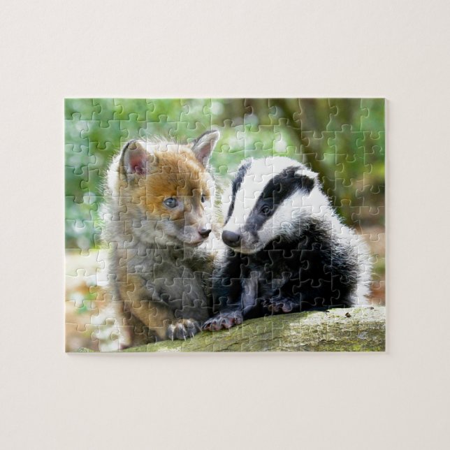 Foxcub & Badger Cute! Jigsaw Puzzle (Horizontal)