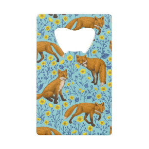 Foxes and buttercups on pool blue