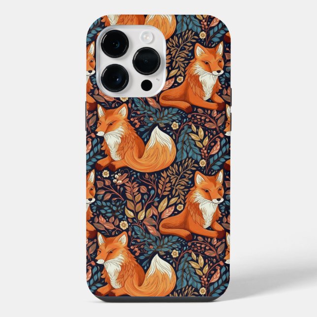 Foxes and Leafs Pattern iPhone Case (Back)