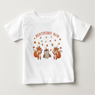 Foxes and Owl Woodland Fall Birthday Party Baby T-Shirt