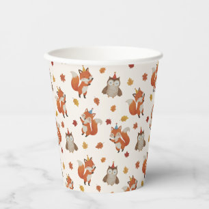 Foxes and Owl Woodland Fall Kids Birthday Paper Cups