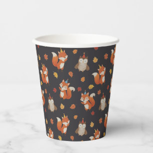 Foxes and Owl Woodland Fall Kids Birthday Paper Cups