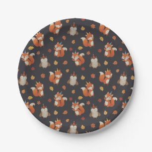 Foxes and Owl Woodland Fall Kids Birthday Party Paper Plate