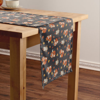 Foxes and Owl Woodland Fall Kids Birthday Short Table Runner