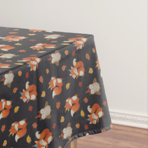 Foxes and Owl Woodland Fall Kids Birthday Tablecloth