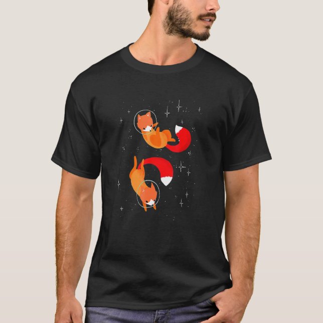 Foxes Astronaut Cute Foxes Space Art T-Shirt (Front)