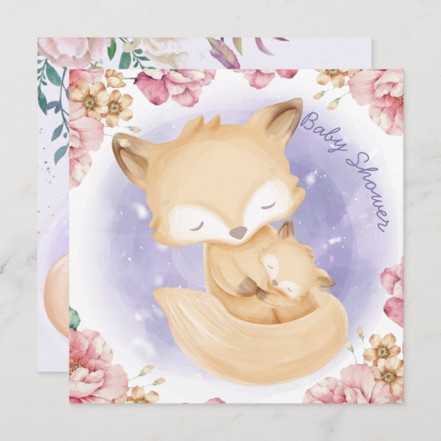 Foxes Baby Shower Invitation (Front/Back)