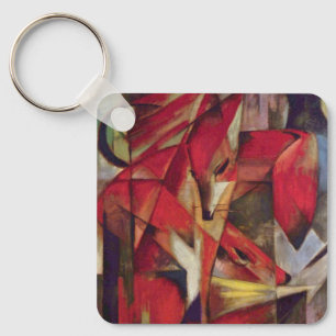 Foxes by Franz Marc, Vintage Abstract Cubism Art Key Ring
