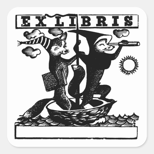 Foxes in boat square sticker (Front)