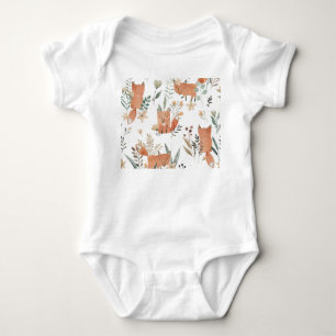 Foxes in Meadows: Watercolor Seamless Baby Bodysuit