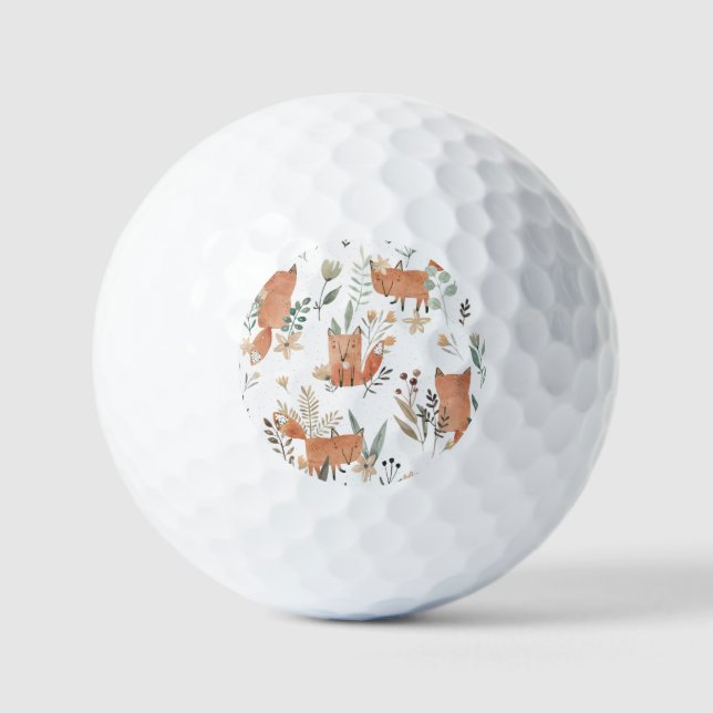 Foxes in Meadows: Watercolor Seamless Golf Balls (Front)