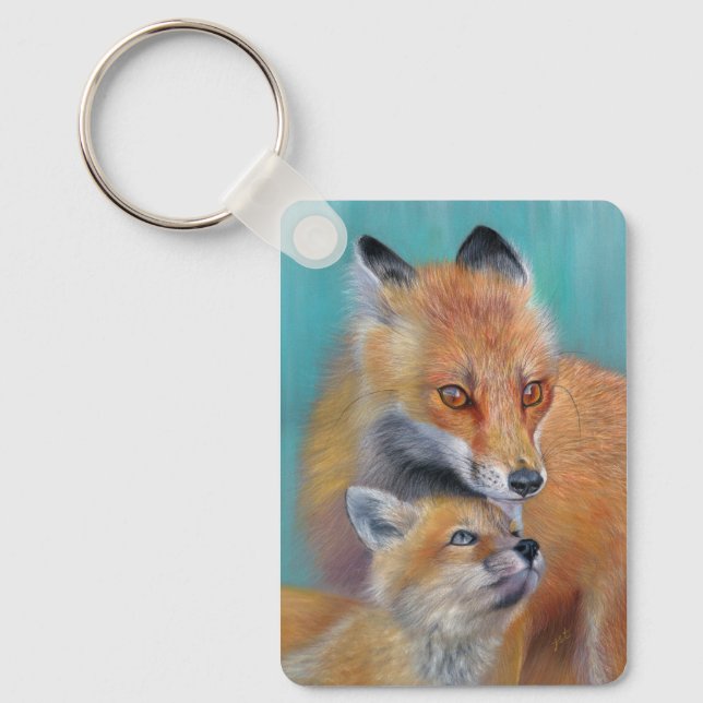 Foxes keychain. Keyring with foxes (Front)