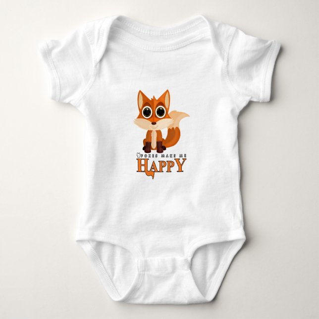 Foxes Make Me Happy Baby Bodysuit (Front)