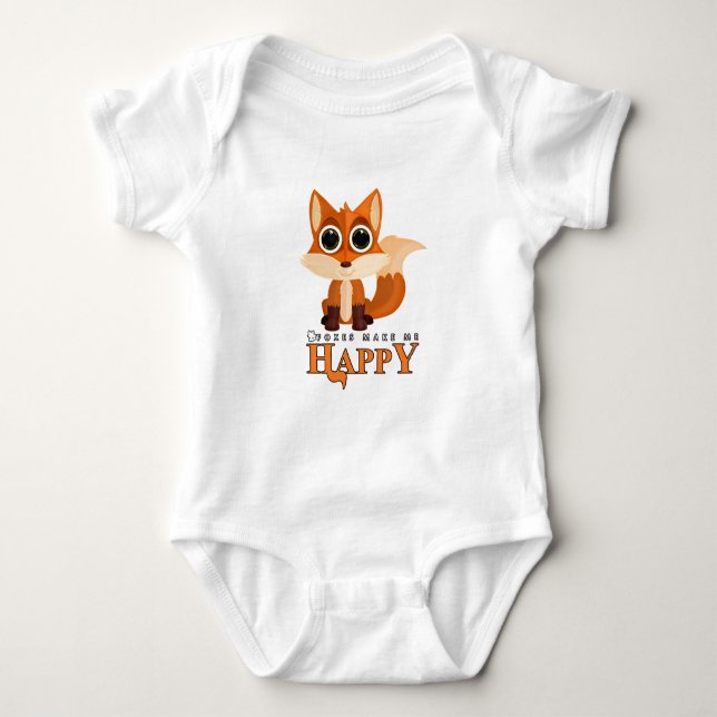 Foxes Make Me Happy Baby Bodysuit (Front)