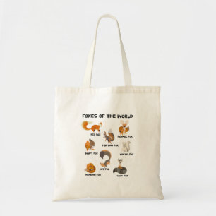 Foxes Of The World Cute Fox Breeds Animals Educati Tote Bag