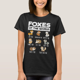 Foxes of the World Funny & Educational Fox Lover T-Shirt