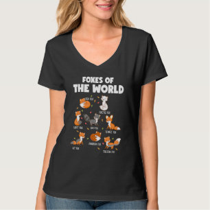 Foxes Of The World Funny Fox Animals Educational T-Shirt