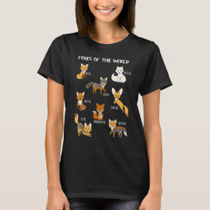 Foxes Of The World Funny Fox Animals Educational T-Shirt