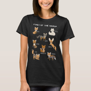 Foxes Of The World Funny Fox Animals Educational T T-Shirt