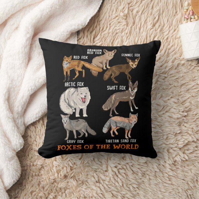 Foxes Of The World Funny Fox Stuff Animals Educati Cushion (Blanket)