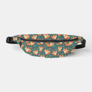 Foxes on forest green, cute bum bags