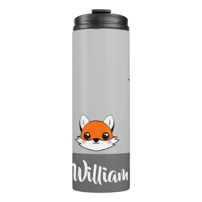 Foxes on grey thermal tumbler (Front)