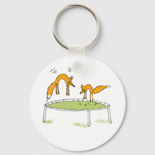 Foxes on Trampoline Key Ring