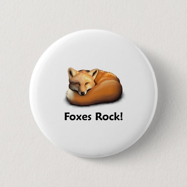 Foxes Rock! 6 Cm Round Badge (Front)