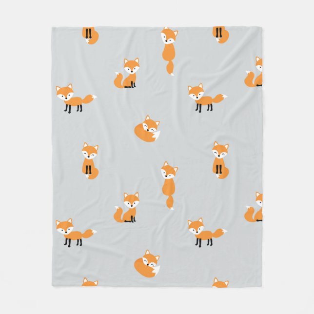 Foxes seamless pattern fleece blanket (Front)